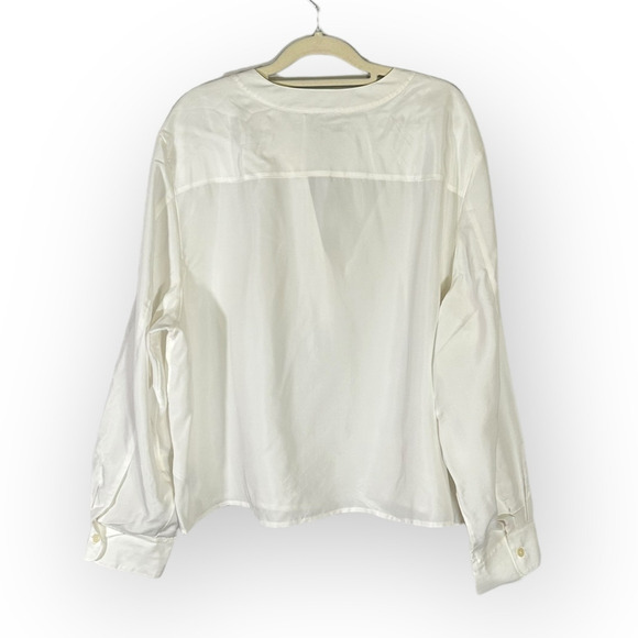 Madewell Long-Sleeve Popover Top Women's Med Lighthouse Silk Split Crewneck NWT - Picture 4 of 8